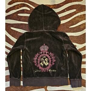 Vintage Juicy Couture Girls' Brown Velour Hoodie Jacket Toddler Size 4